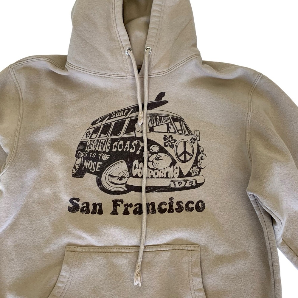Lane Seven Sweater Medium Tan Hoodie San Francisco Graphic Streetwear - Picture 2 of 6